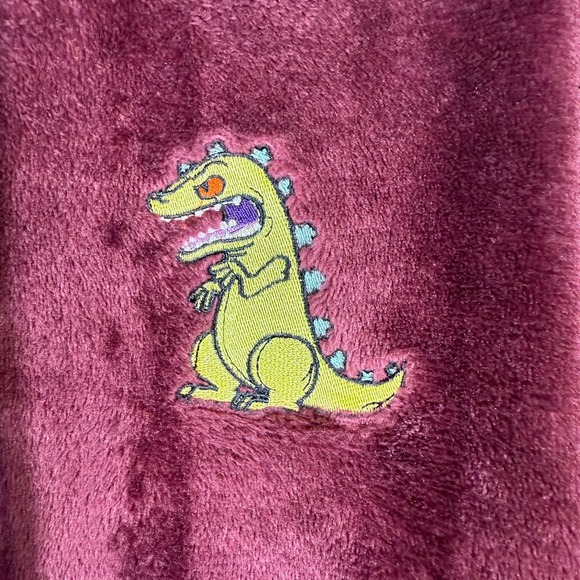 Nickelodeon Reptar Hoodie Womens Size L Purple Plush‎ Fuzzy Lounge Sweatshirt - Picture 3 of 8